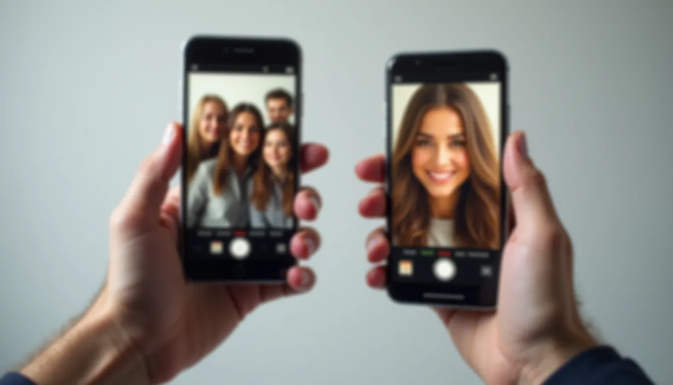 Comparaison entre une photo de profil WhatsApp floue et mal cadrée et une photo de profil professionnelle nette et mémorable affichées sur deux smartphones