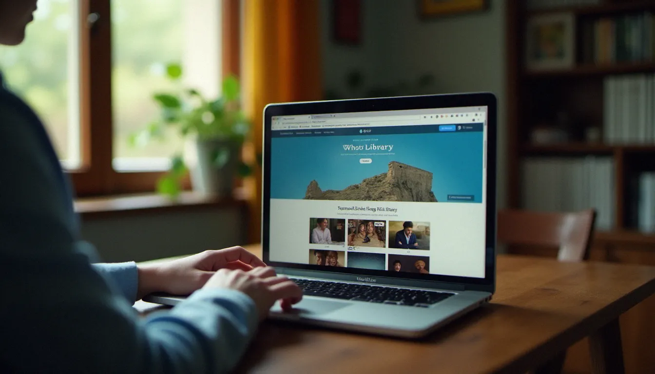 Utilisateur connecté à iCloud sur un ordinateur portable pour accéder à la photothèque et récupérer des photos supprimées depuis le cloud Apple