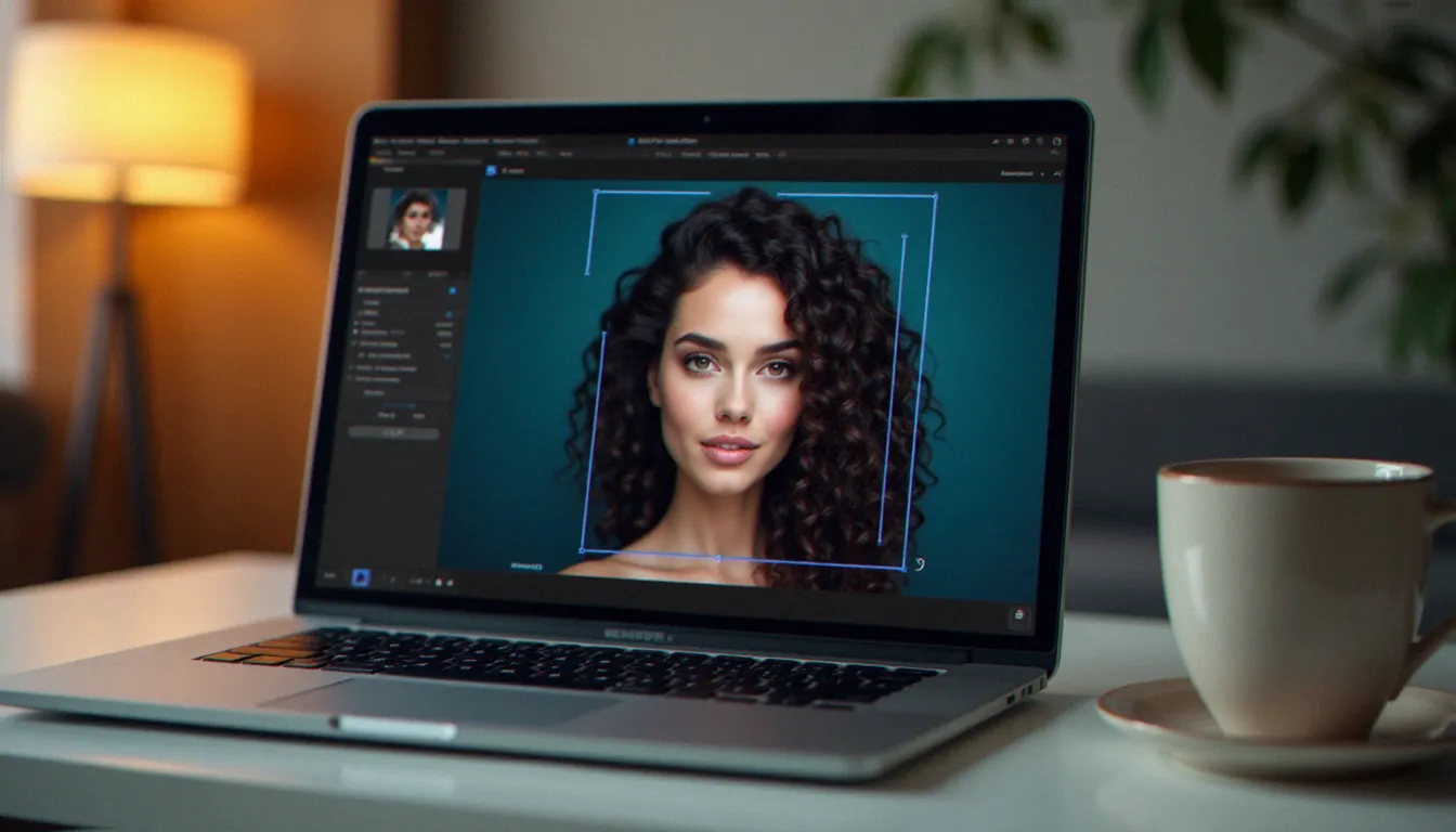 Interface d'Insmind affichant le processus de suppression d'arrière-plan sur un portrait de femme aux cheveux bouclés, avec détection précise des mèches par intelligence artificielle