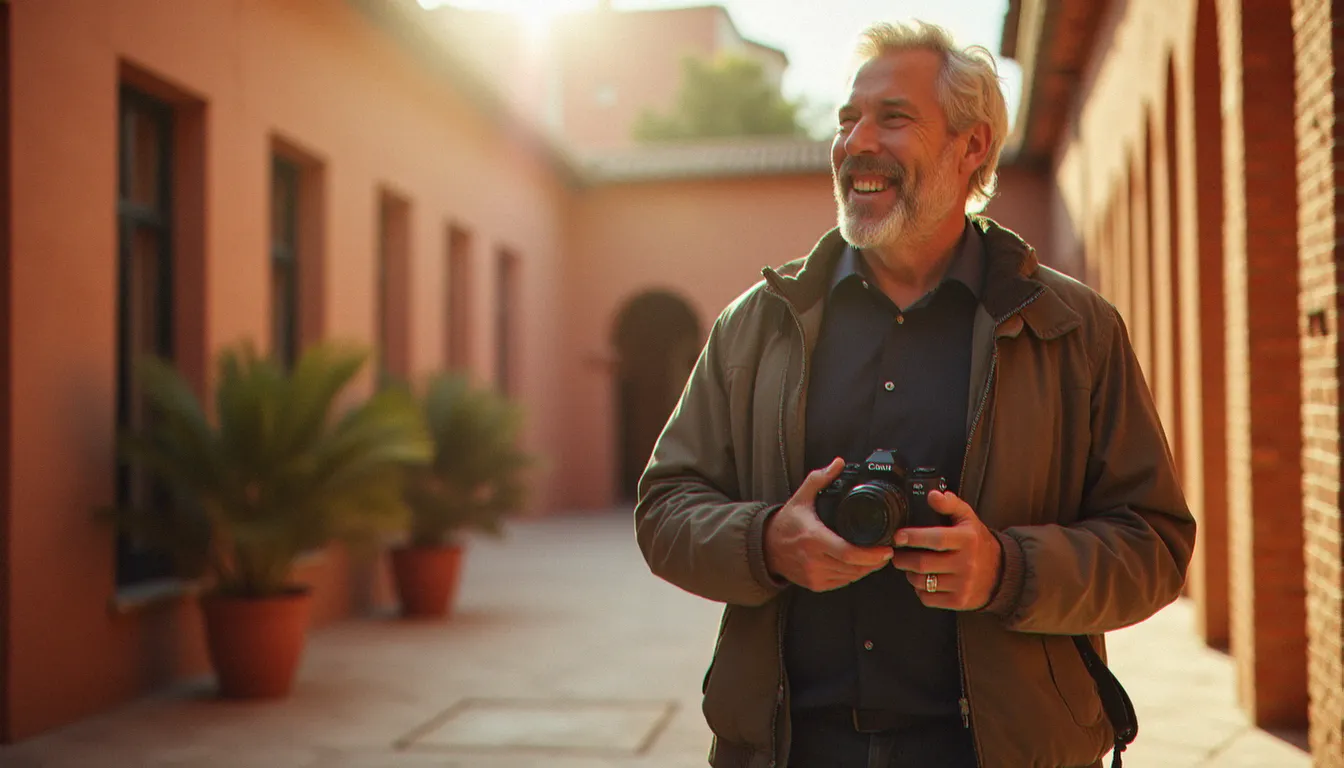 Séance photo portrait en extérieur dans une cour intérieure de Toulouse, montrant la réalisation d'une photo profil ig dans un environnement naturel et lumineux