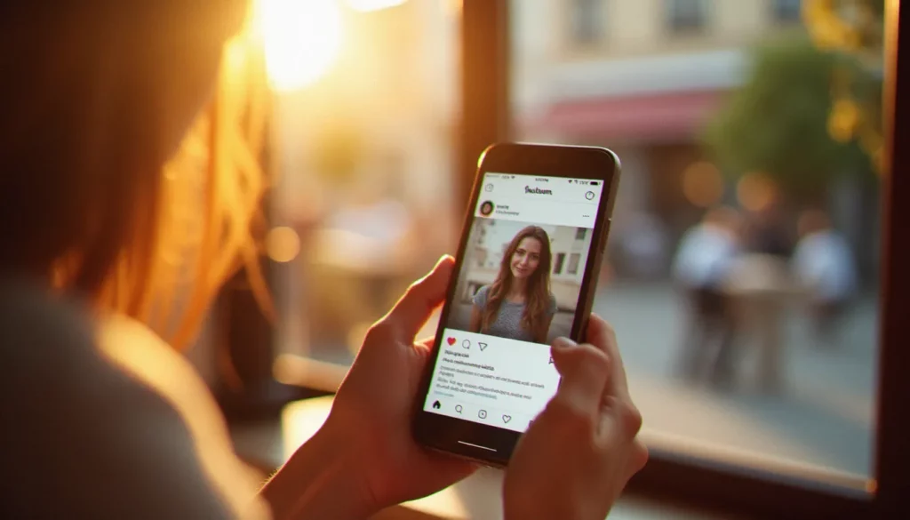 Smartphone affichant une page de profil Instagram ouverte, illustrant comment télécharger une photo de profil Instagram