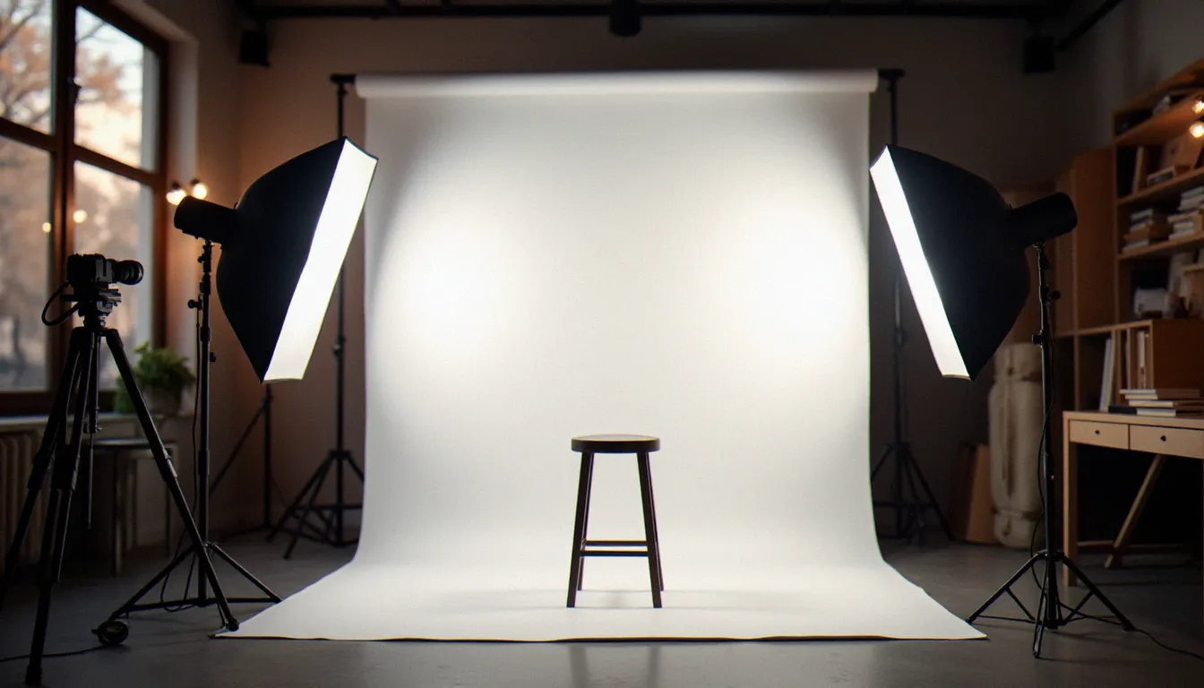 Studio photographique professionnel à Toulouse avec éclairage deux sources et fond blanc pour la réalisation de photos visa France conformes