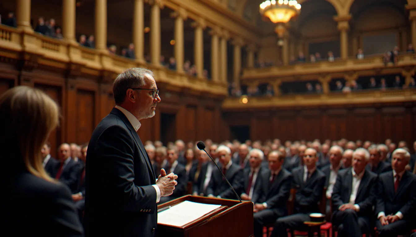 Cérémonie de remise de prix scientifiques dans un grand amphithéâtre parisien, illustrant l'influence actuelle de l'Académie des sciences de France
