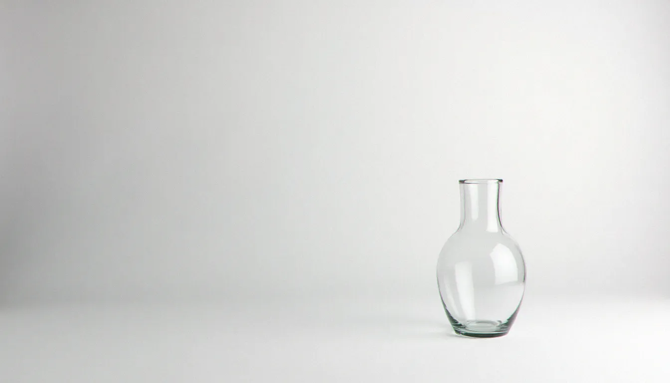 Prise de vue studio d'un vase en verre sur fond blanc uni, conditions idéales pour créer une image avec fond transparent