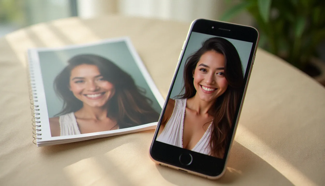 Comparaison entre un selfie smartphone et un portrait professionnel de qualité pour illustrer les critères d'une image avis personnel réussie