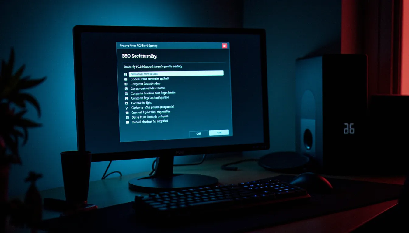 Écran d'ordinateur affichant l'interface de configuration de PCSX2 avec la sélection du BIOS PS2, ambiance gaming nocturne