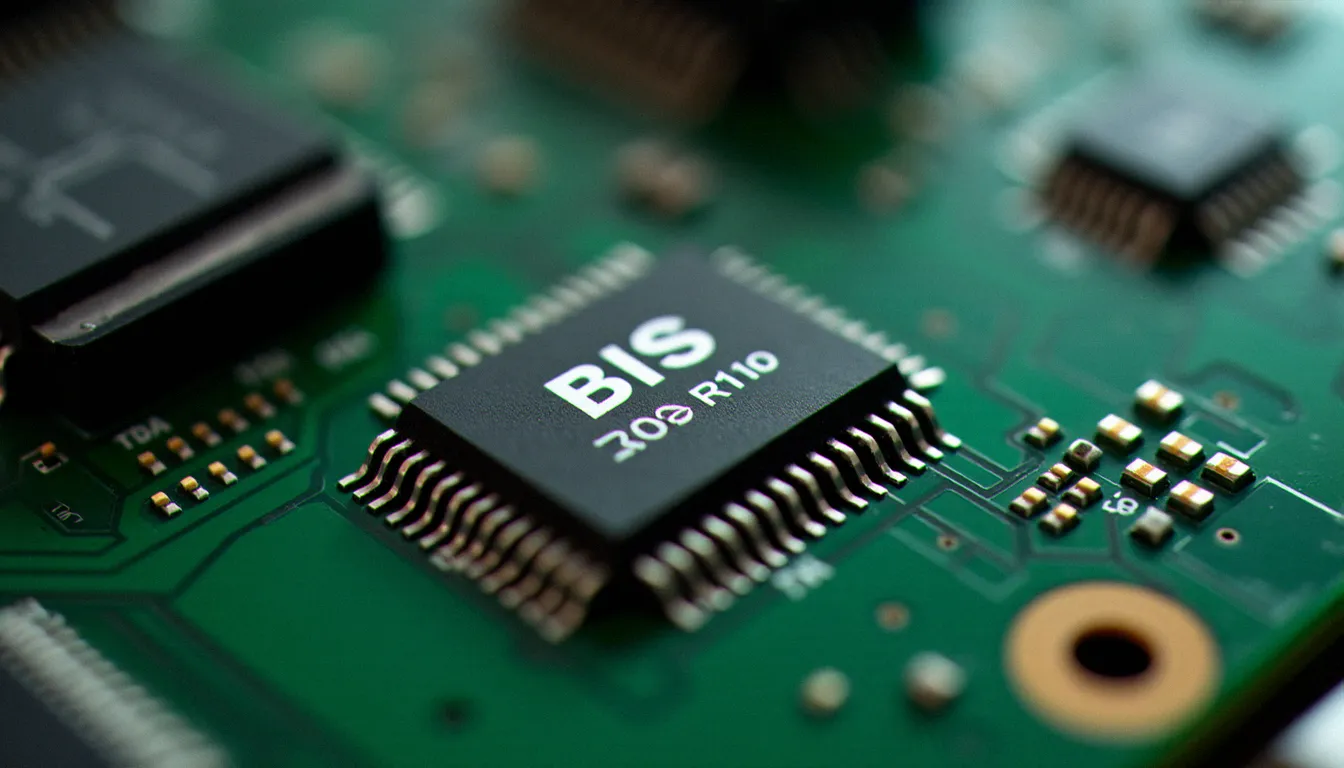 Gros plan sur la puce ROM BIOS d'une PlayStation 2, illustrant le concept d'image BIOS PS2 pour l'émulation