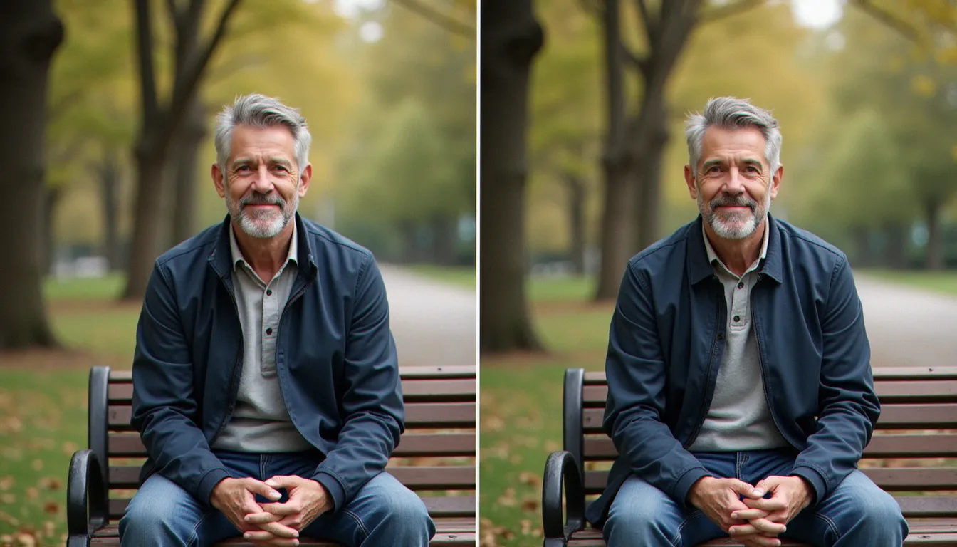 Comparaison de deux cadrages de la même personne en 24 mm et 85 mm illustrant la variation d'angle de champ et de perspective