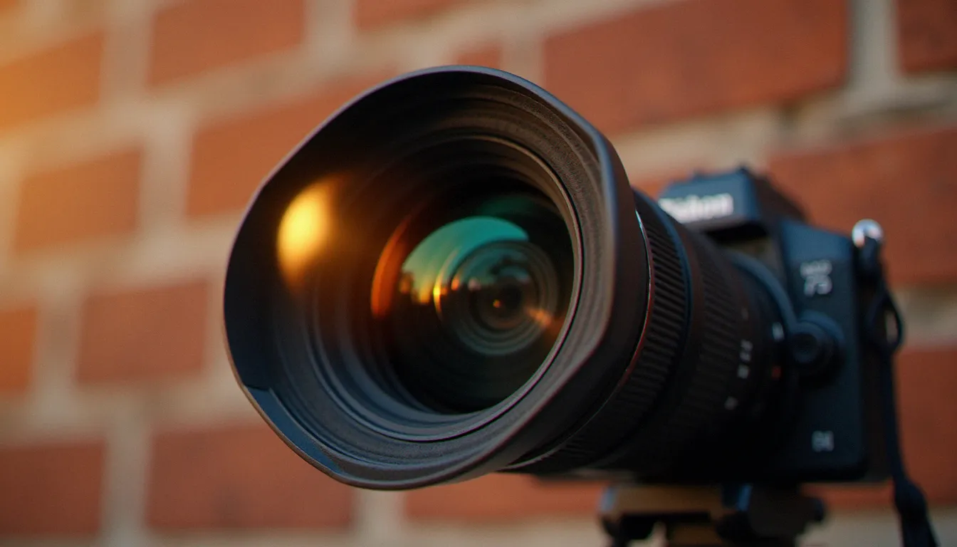 Gros plan sur un objectif photographique en lumière naturelle