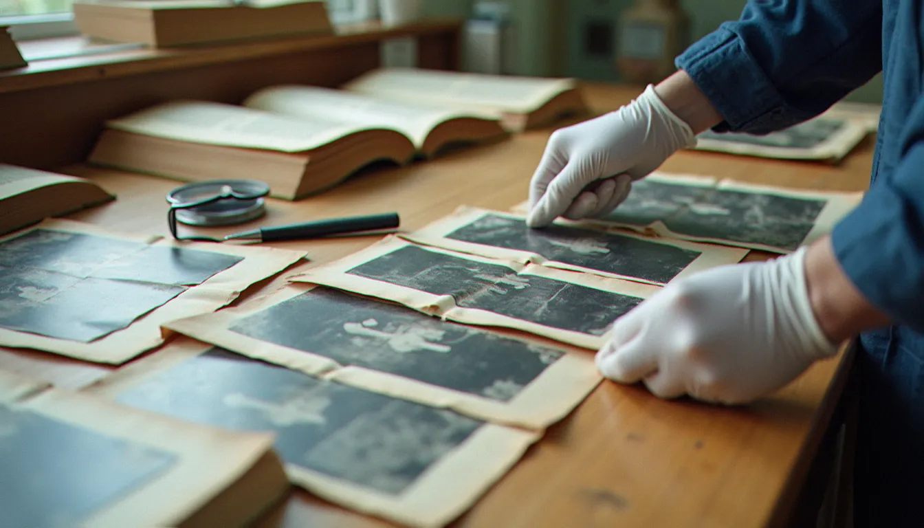Conservation de photographies anciennes dans un laboratoire de musée spécialisé