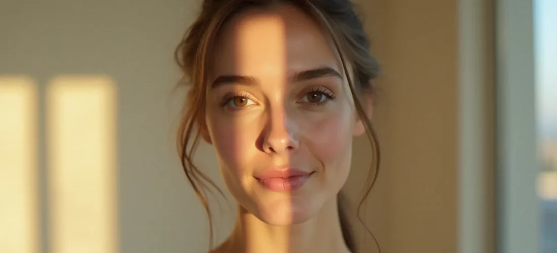 Portrait professionnel en lumière naturelle douce, cadré serré pour illustrer une photo profil ig avec regard authentique et fond épuré